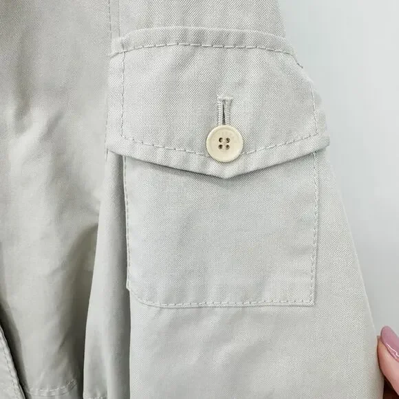 Burberry Trench Chelsea Kensington Short Belt Jacket Coat Grey Rain White 14R LW - Picture 14 of 16